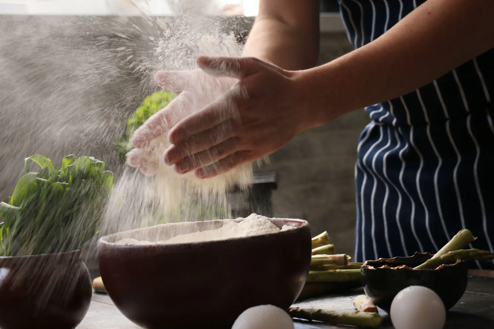 Food preparation and flour used for commercial product supply