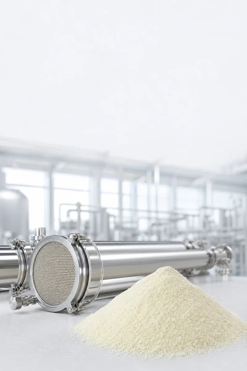 Pale lactose and permeate ingredients with stainless membrane-filtration equipment