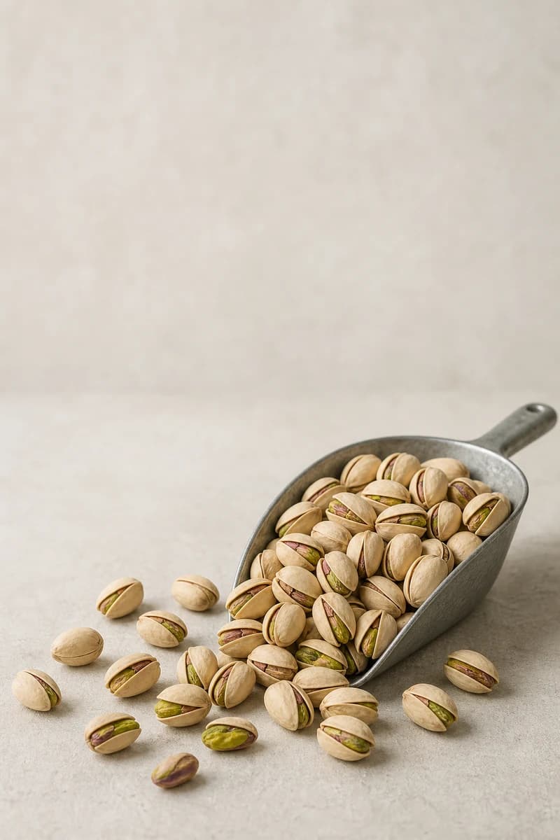 Naturally opened and closed in-shell pistachios presented as a commercial sample