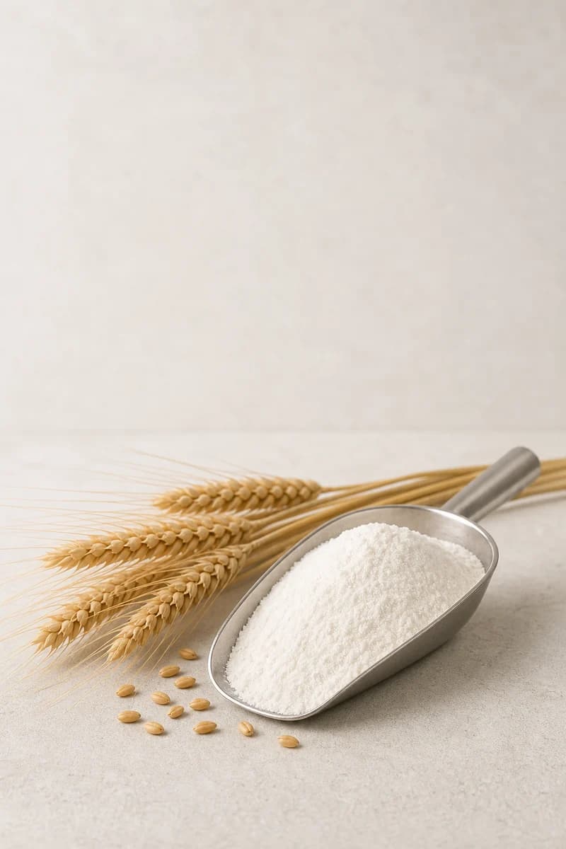 Fine white wheat starch with pale wheat ears