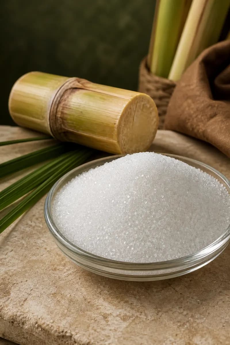 Refined white sugar representing a low ICUMSA colour value