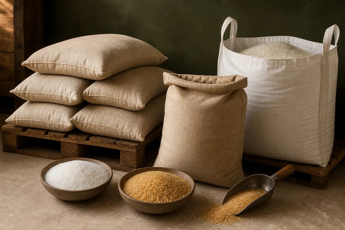 Packaged sugar prepared for commercial supply