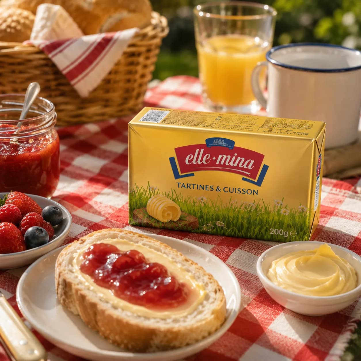 Elle Mina consumer margarine served at a table