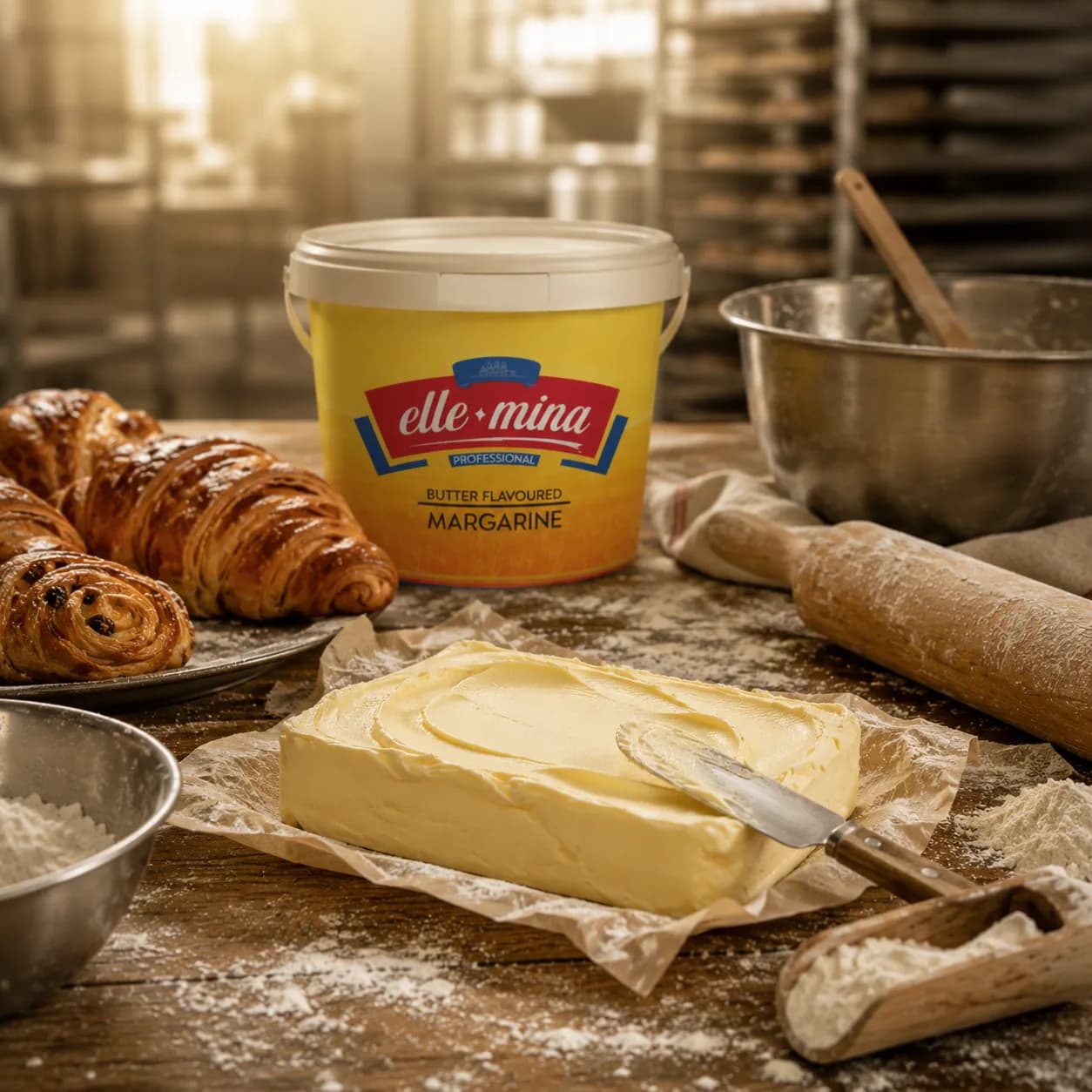 Elle Mina professional butter flavoured margarine in a bakery setting