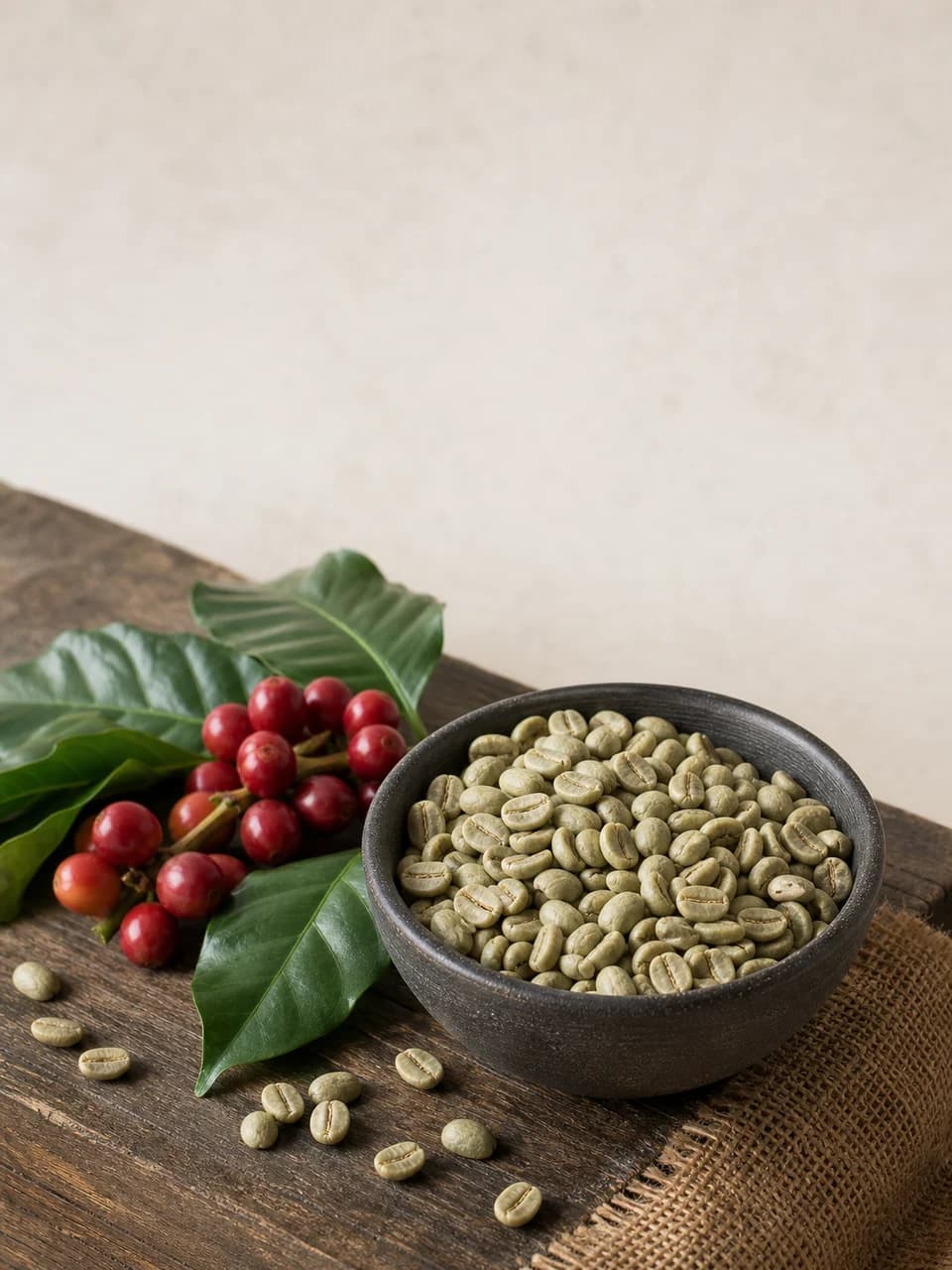 Green coffee beans shown as a featured sourcing category