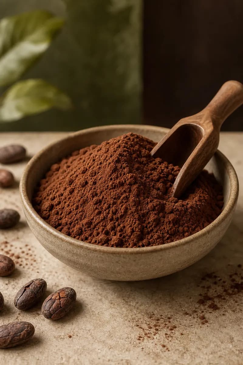 Cocoa powder representing the final stage of cocoa ingredient processing