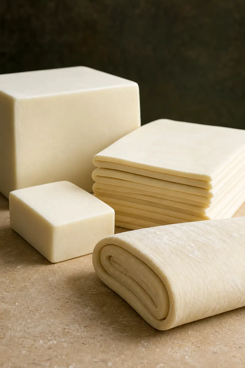 Bakery fat blocks and sheets representing formulated-fat routes